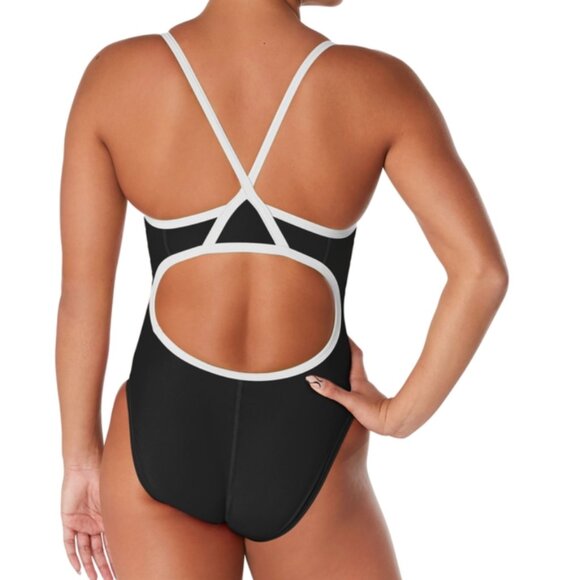 Speedo Endurance+ Flyback Training One Piece Swimsuit - Black/White - 6/32 - Picture 3 of 9